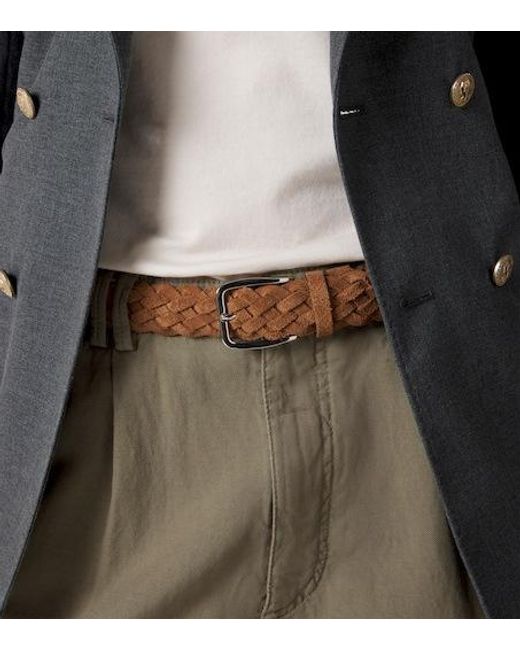 Brunello Cucinelli Brown Braided Suede Belt for men