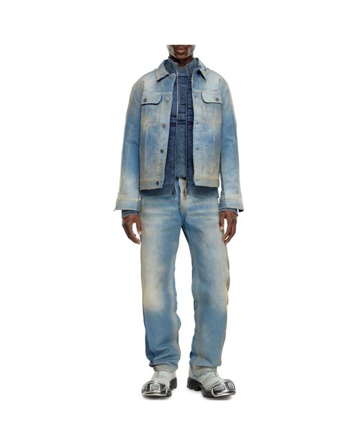 DIESEL Blue D-Barcy-S3 Distressed Denim Trucker Jacket for men