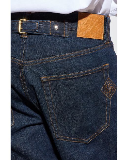 Casablanca Blue Logo Patch Straight Leg Jeans for men