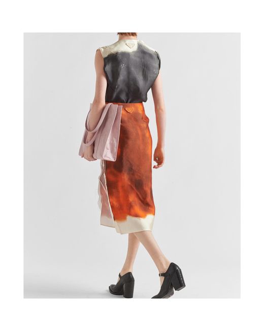 Prada Gray Tie-Dyed V-Neck Sleeveless Blouse