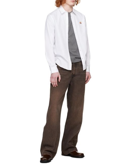 Maison Kitsuné White Cotton Fox Head Shirt for men