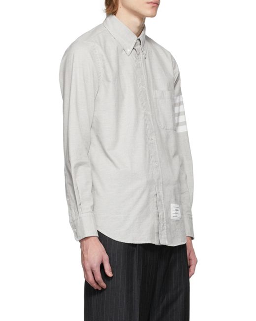 Thom Browne White Flannel-Bar Straight Fit Shirt for men