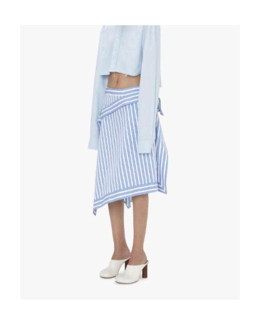J.W. Anderson Blue Jw Anderson Striped Asymmetric Mid-Rise Skirt