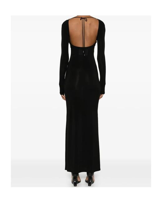 MARINE SERRE Black Scarf-Detailing Maxi Dress
