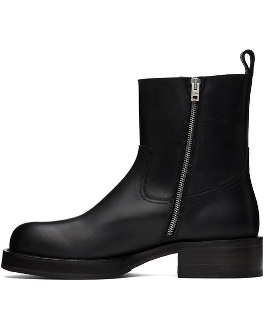 Acne Black Leather Waxed Boots for men