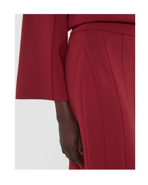 Joseph Red Lagny Slit-Detail Midi Skirt