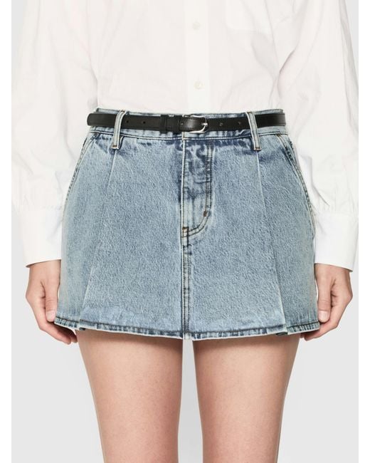 FRAME Blue Low Rise Denim Skirt