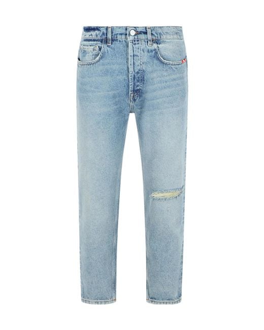AMISH Blue Distressed Relaxed Fit Jeans for men