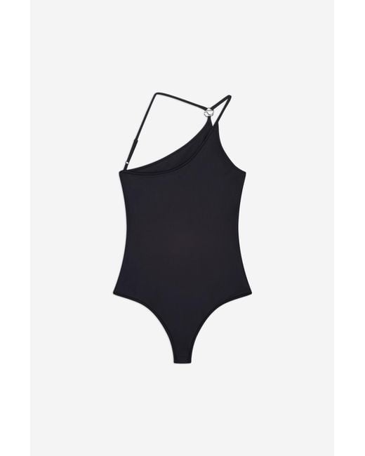 Coperni Blue One Shoulder Asymmetric Swimsuit