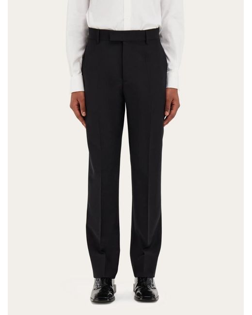 Ferragamo Black Flat Front Tailored Trouser for men