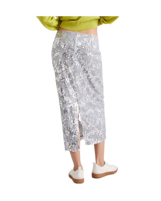 Marella Gray Sequinned Midi Skirt