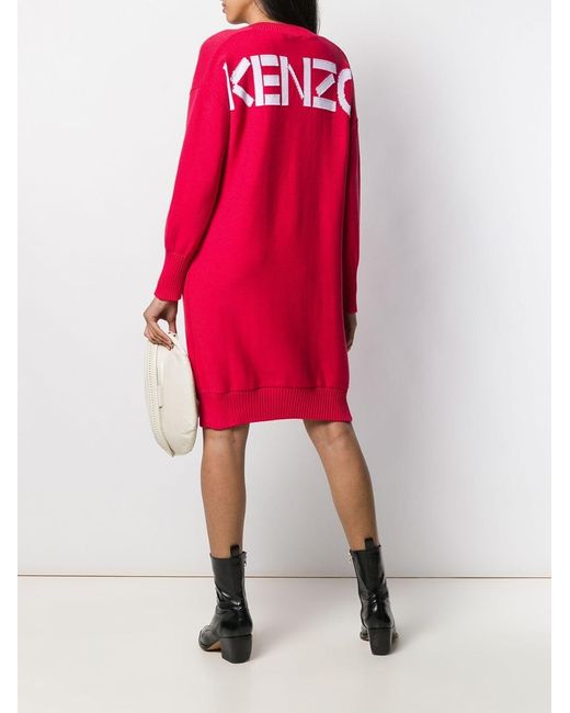 KENZO Red Logo Knitted Dress