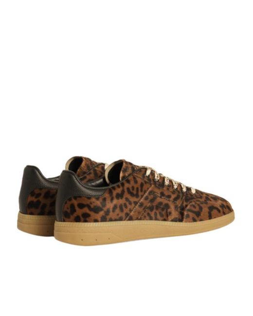 Santoni Brown Dbs Oly Leopard-Print Sneakers