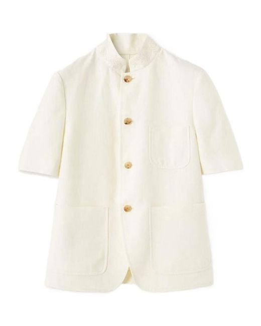 Loro Piana White Spagna Mini Short-Sleeve Jacket