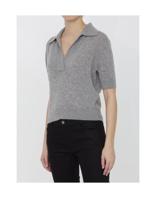 Khaite Gray Jo Short Sleeved Polo Top