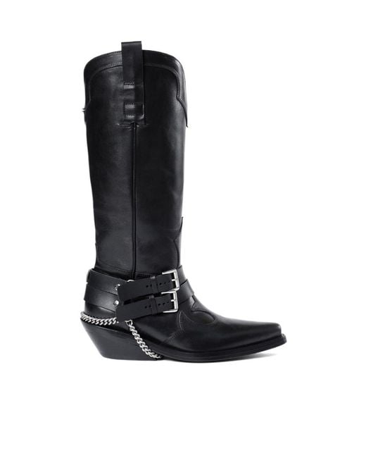 Ann Demeulemeester Black Finnbo Santiago Boots With Belts for men