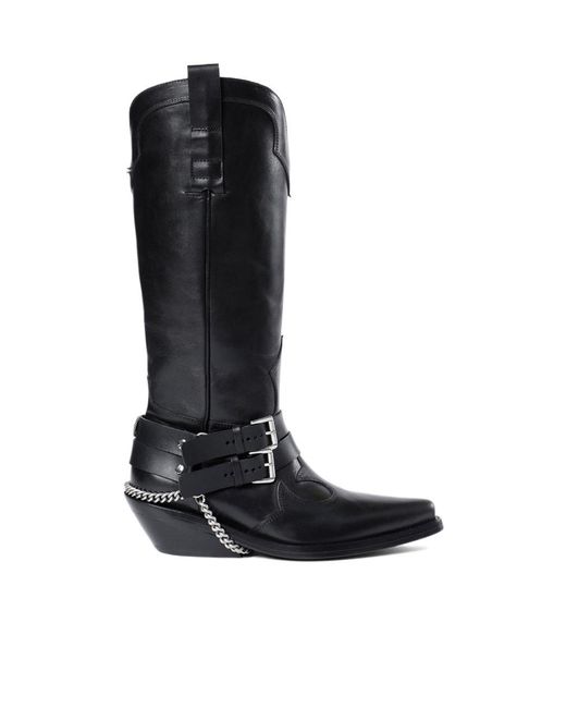 Ann Demeulemeester Black Finnbo Santiago Boots With Belts for men