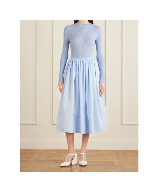 Gabriela Hearst Blue Shiva Gathered Cotton-Poplin Maxi Skirt
