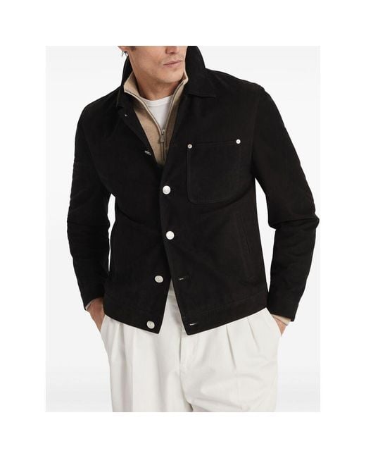 Brunello Cucinelli Black Outerwear Shirt-Style Jacket for men