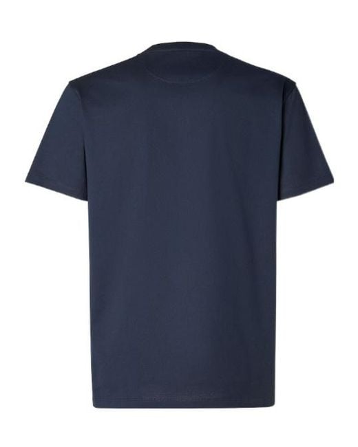 Fendi Blue Logo Embroidered Crewneck T-Shirt for men