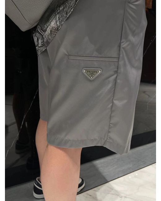 Prada Gray Button Zipper Shorts for men