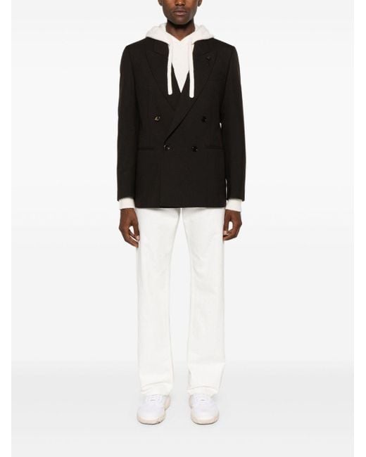 Lardini Black Double-Breasted Tailored Blazer for men