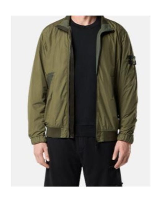 Stone Island Green Wool And Nylon Bomber Jacket for men