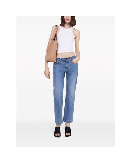 Stella McCartney Blue Low-Rise Logo Patch Jeans