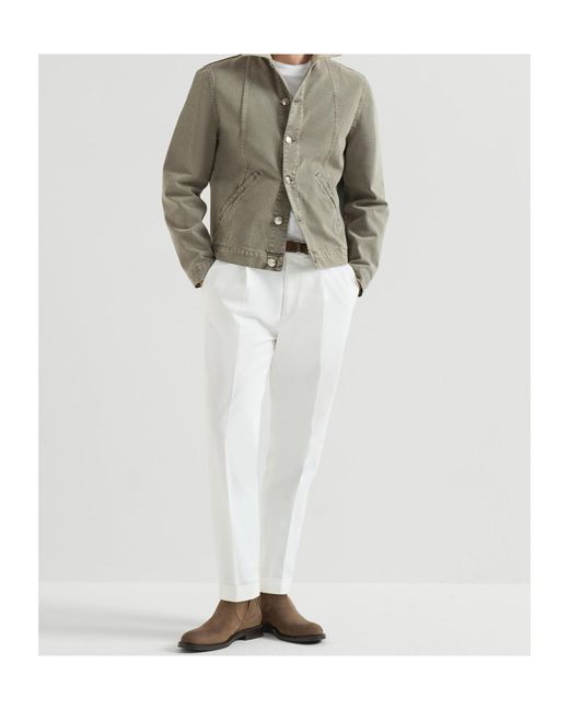 Brunello Cucinelli Green Garment-Dyed Outerwear Jacket for men