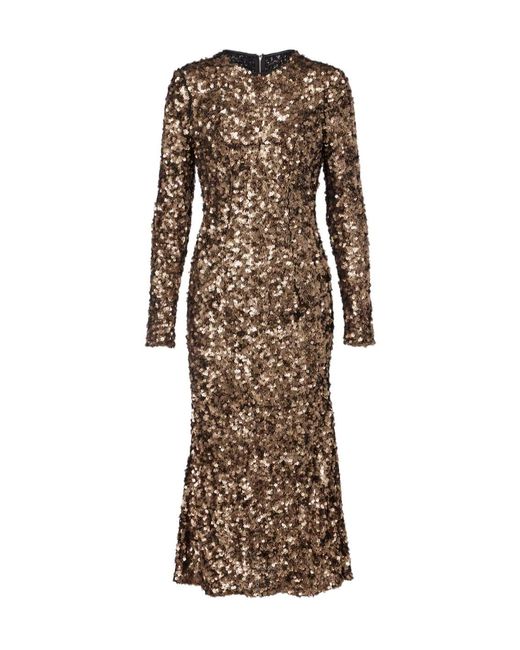 Dolce & Gabbana Natural Sequined Midi Dress