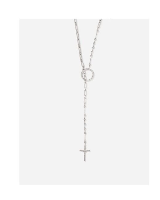 Dolce & Gabbana White Rosary Cross Necklace for men