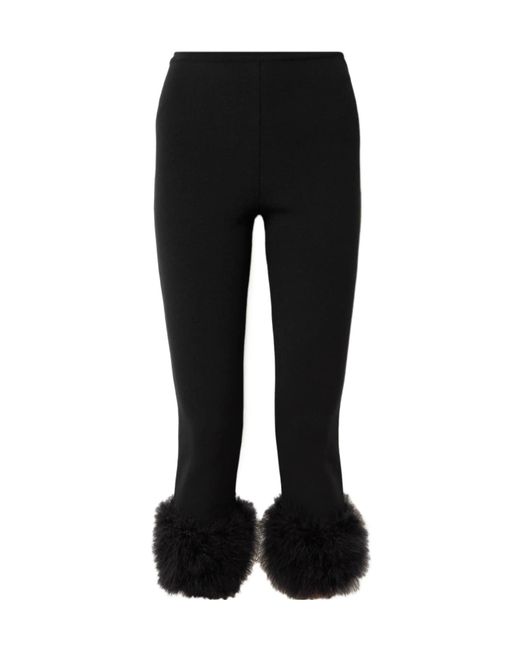 Magda Butrym Black Feather-Trimmed Casual Pants