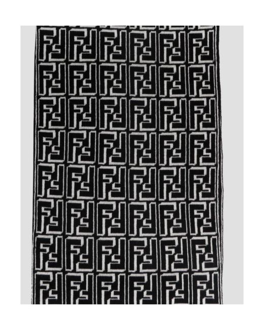 Fendi Gray Allover Ff Jacquard Scarf for men