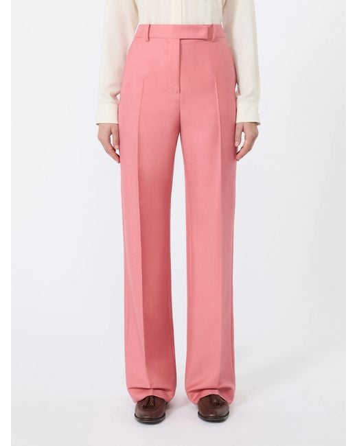 Max Mara Pink Trousers Made Of Wool, Mohair And Silk Blend