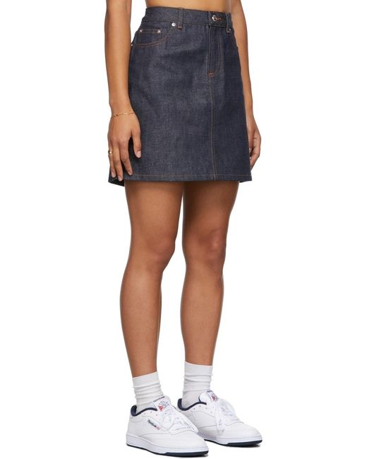 A.P.C. Blue High Waist Mini Denim Skirt