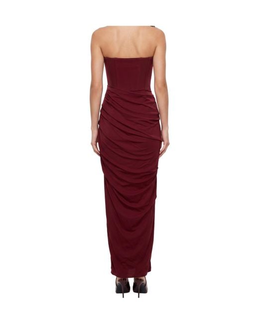 Alex Perry Red Strapless Draped Maxi Dress
