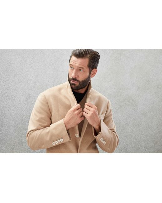 Brunello Cucinelli Natural Single-Breasted Cashmere-Blend Coat for men