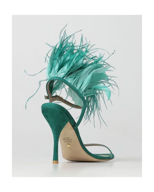 Stuart Weitzman Green Logo High-Heeled Sandals