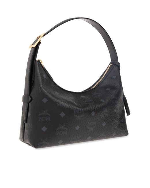 MCM Black Aren Small Hobo Shoulder Bag