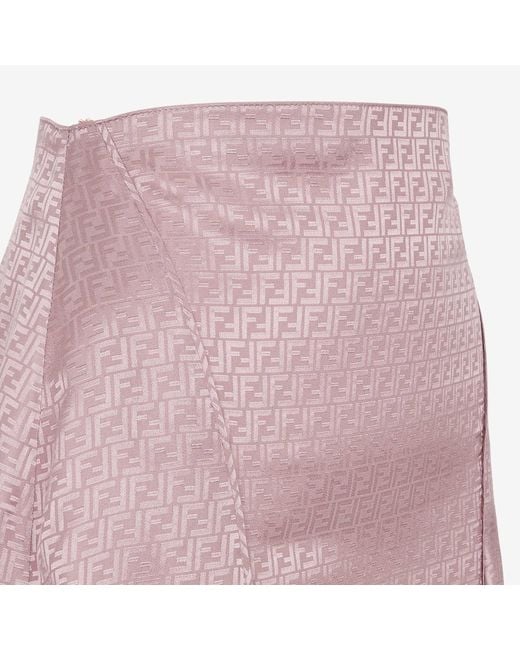 Fendi Pink Mauve Ff Silk Skirt