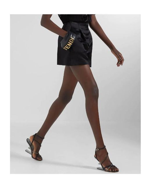 Fendi Black Tailored Silk Shorts