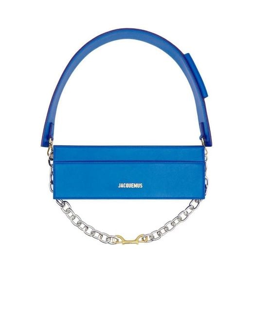 Jacquemus Blue Logo-Plaque Leather Shoulder Bag