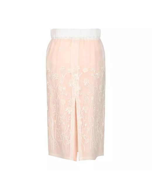 P.A.R.O.S.H. White Floral-Embroidered Midi Skirt