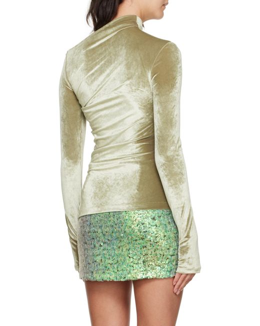 Helmut Lang Green Asymmetric Long-Sleeved T-Shirt