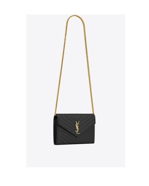 Saint Laurent White Cassandre Matelassé Chain Wallet