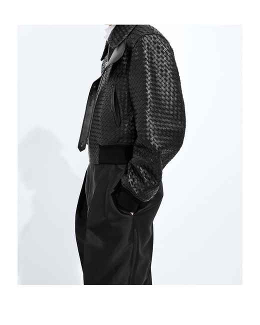 Bottega Veneta Black Intrecciato Leather Blouson