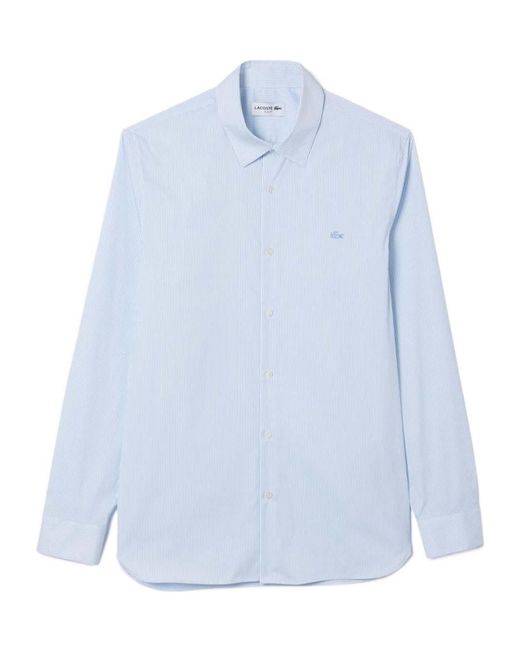Lacoste Blue Slim-Fit Plaid Poplin Shirt for men