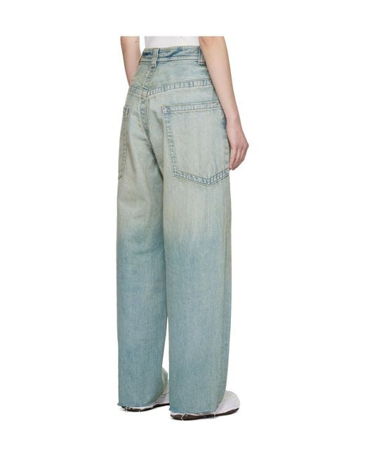 Maison Mihara Yasuhiro Blue Logo-Patch Straight-Leg Jeans