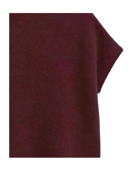 Filippa K Red High-Neck Cap-Sleeve Sweater