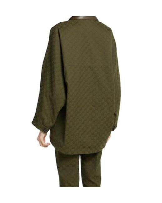 Gucci Green Monogrammed Zip-Up Coat